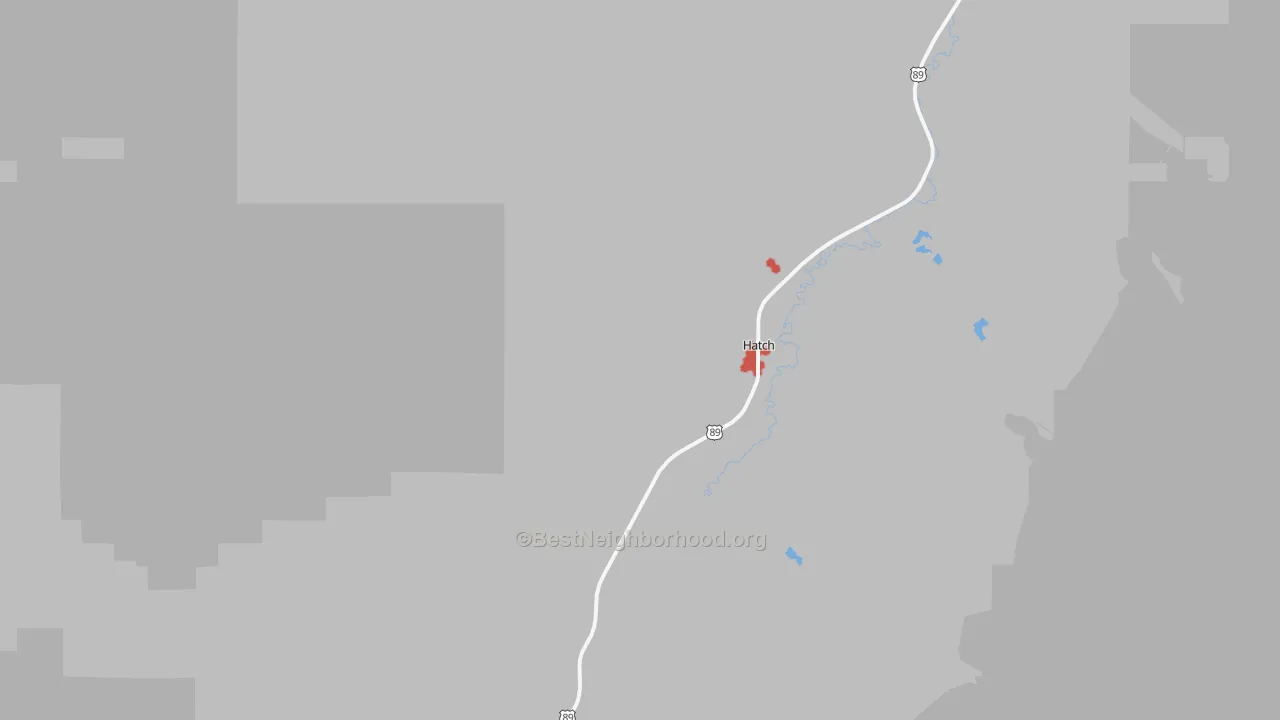 Walk Grade map of Hatch, UT, walkable areas in green and car-dependent areas in red