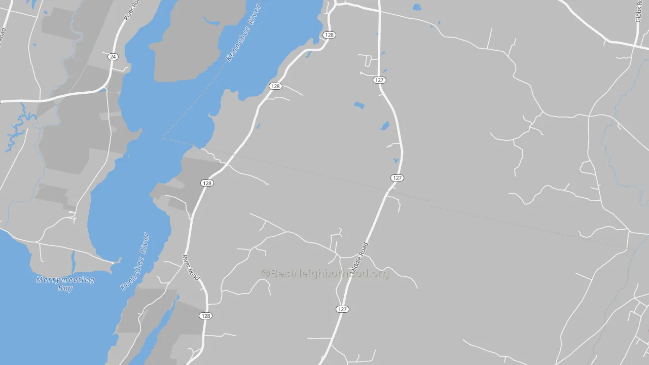 Walk Grade map of Hatchs Corner, ME, walkable areas in green and car-dependent areas in red