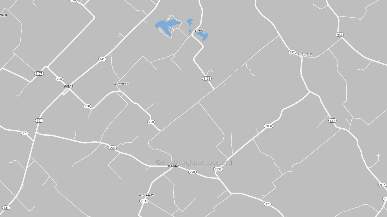 Walk Grade map of Hearin, KY, walkable areas in green and car-dependent areas in red