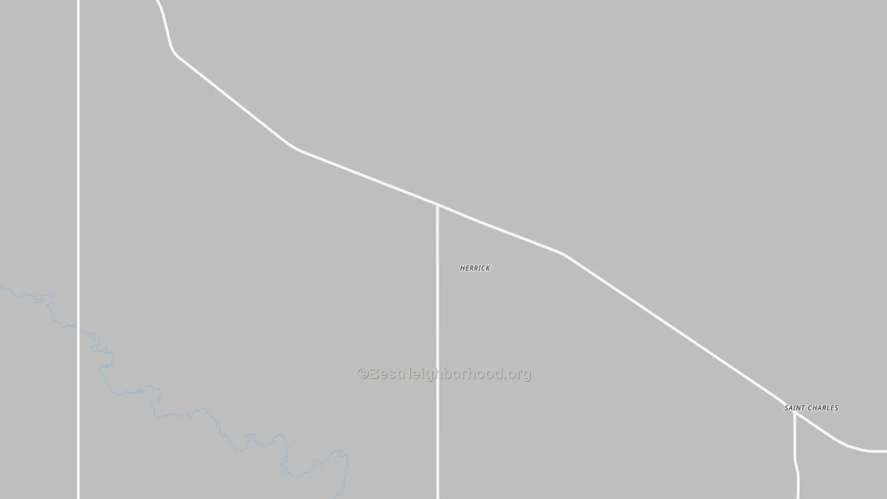 Walk Grade map of Herrick, SD, walkable areas in green and car-dependent areas in red