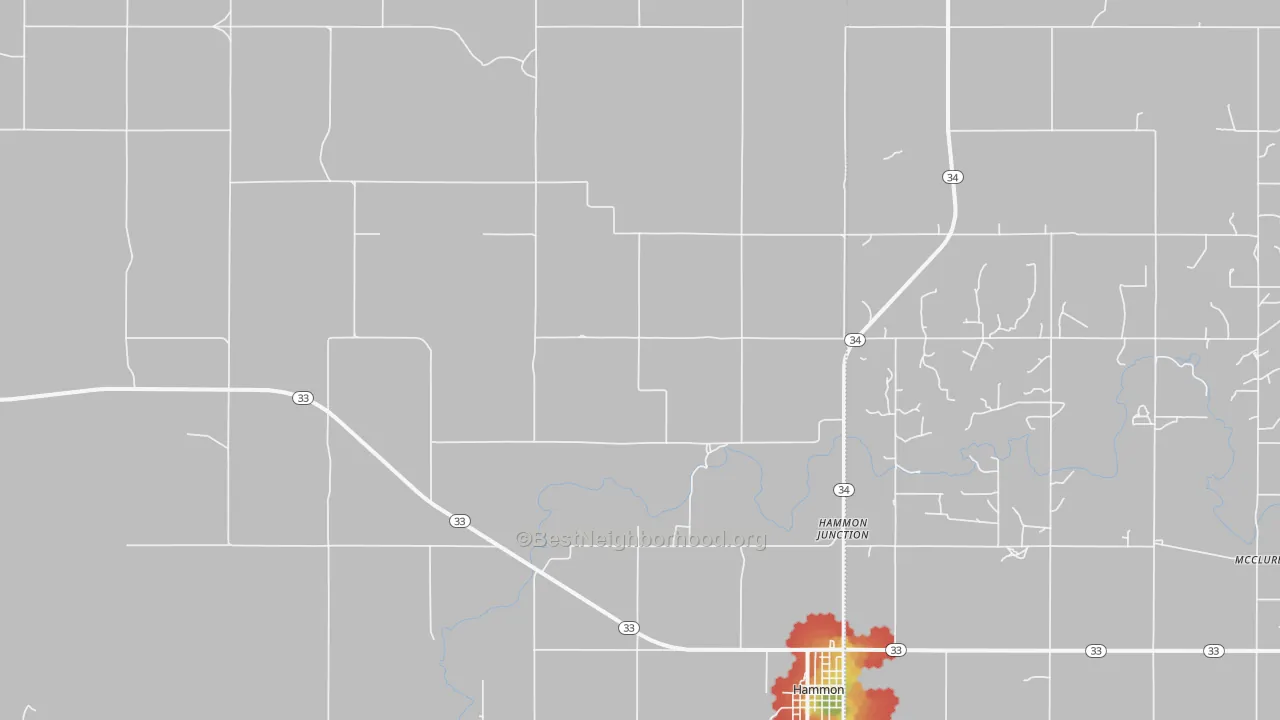 Walk Grade map of Herring, OK, walkable areas in green and car-dependent areas in red
