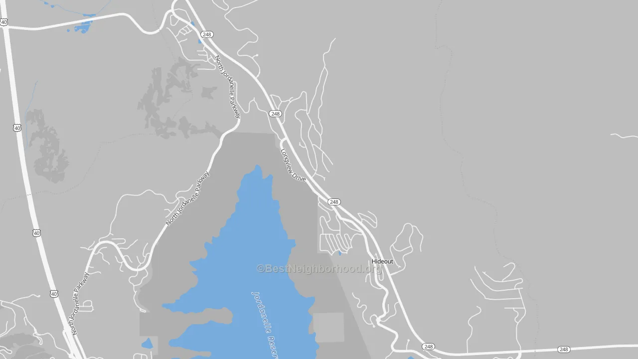 Walk Grade map of Hideout, UT, walkable areas in green and car-dependent areas in red