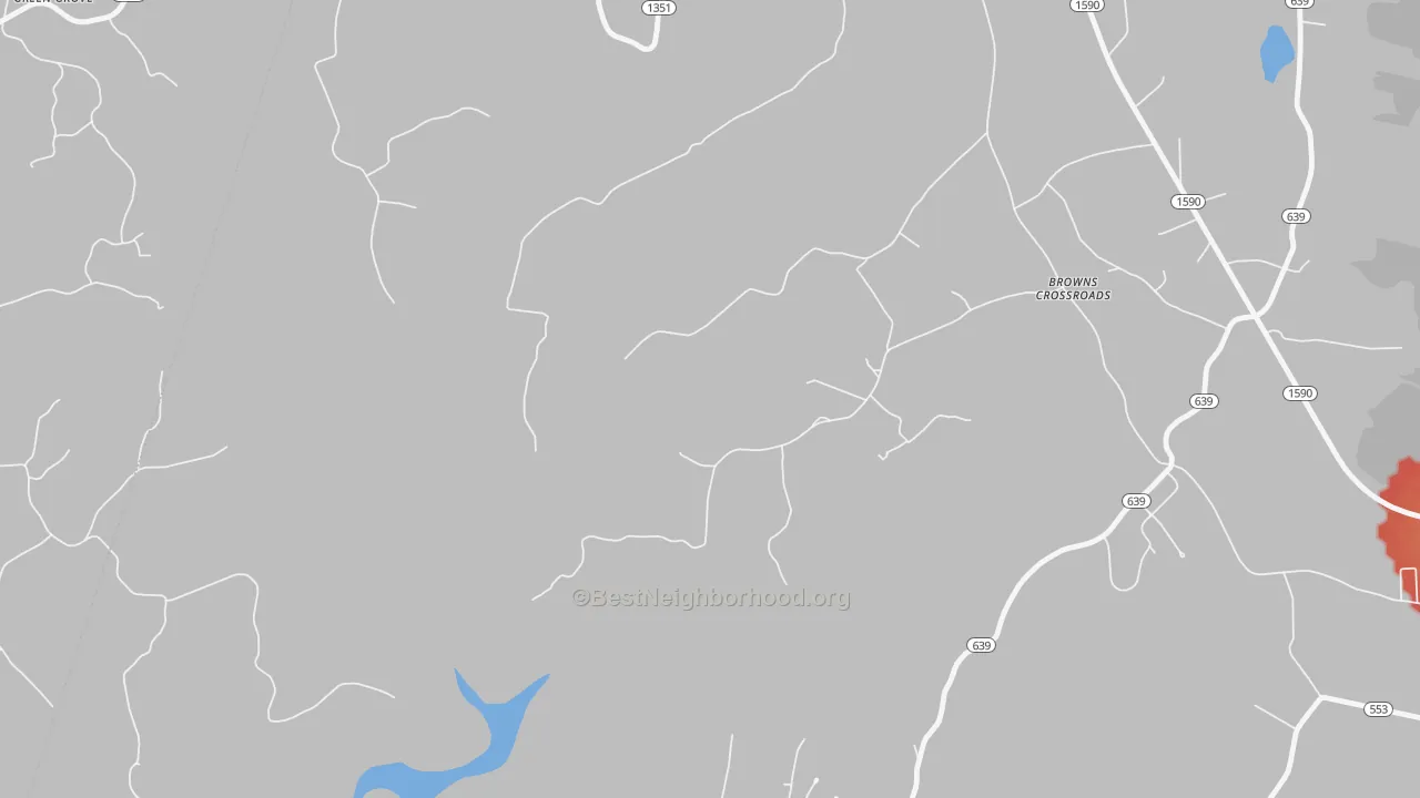 Walk Grade map of Highway, KY, walkable areas in green and car-dependent areas in red