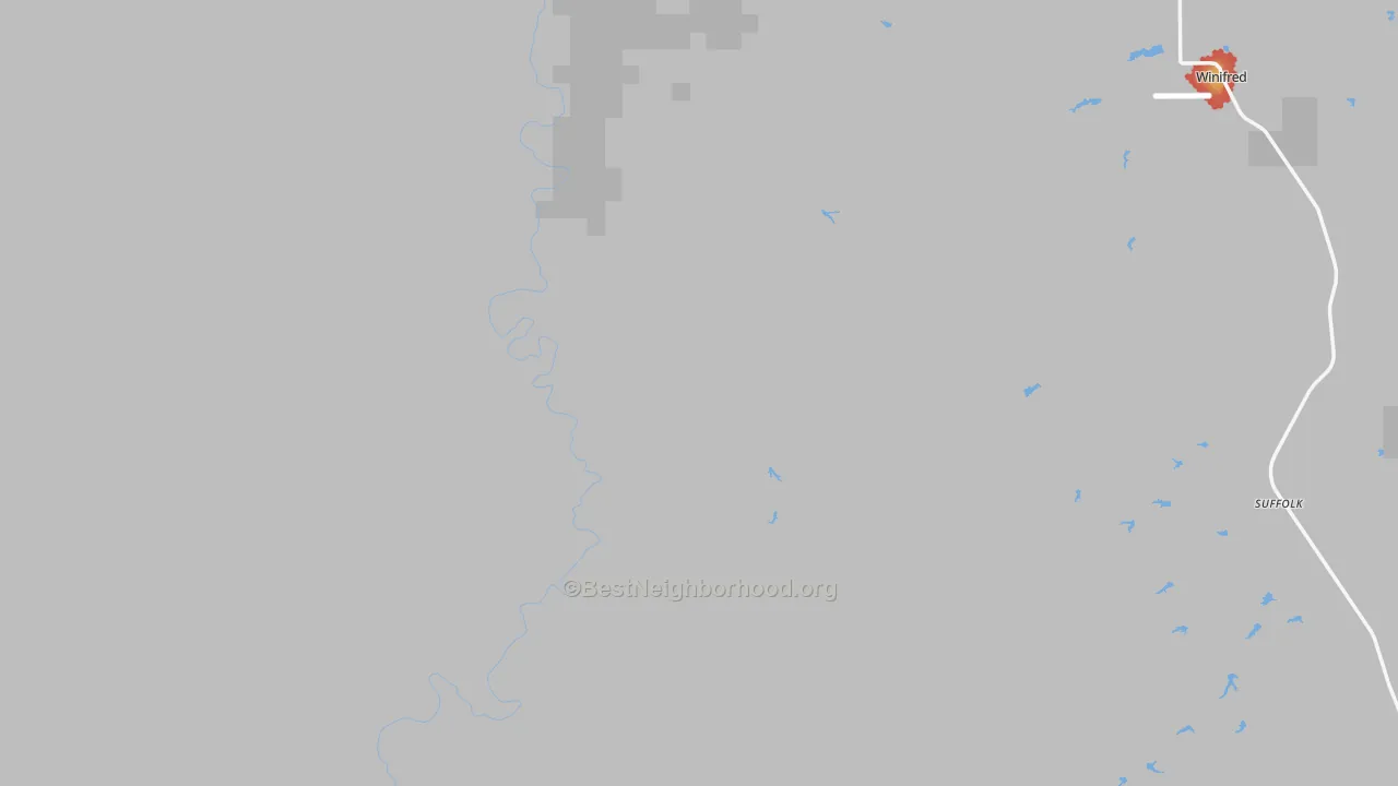Walk Grade map of Hilger, MT, walkable areas in green and car-dependent areas in red