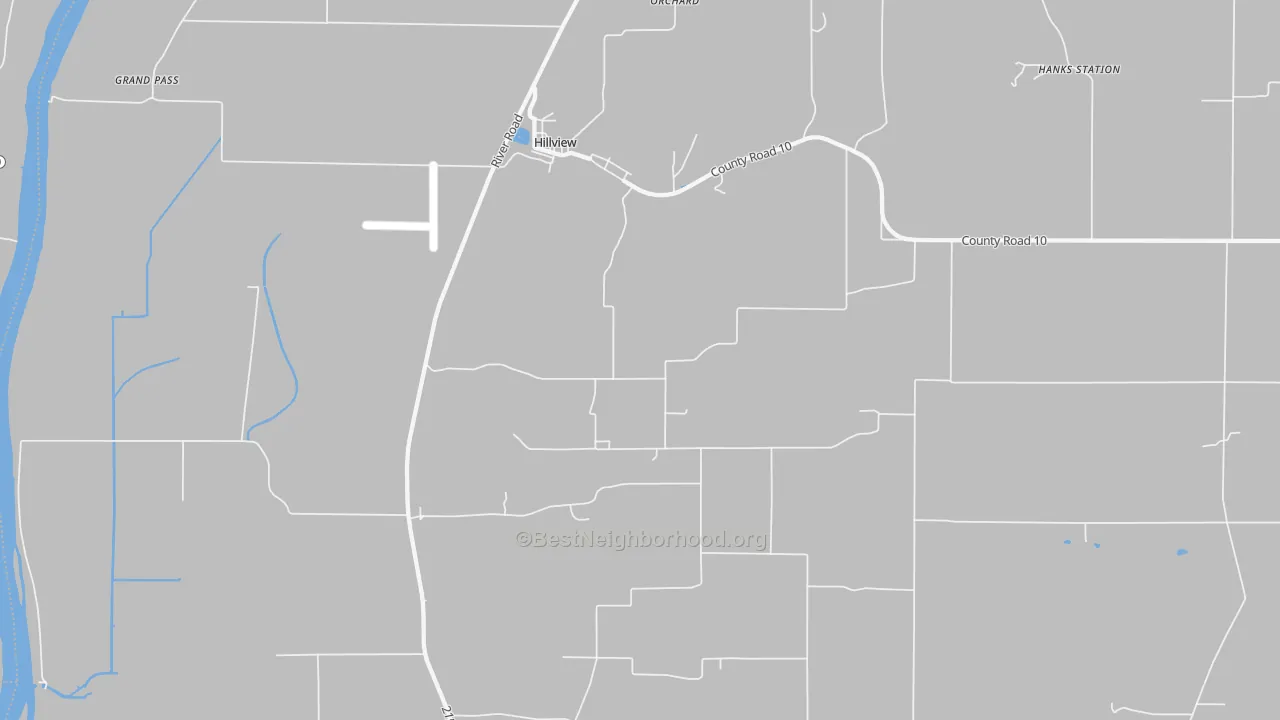 Walk Grade map of Hillview, IL, walkable areas in green and car-dependent areas in red