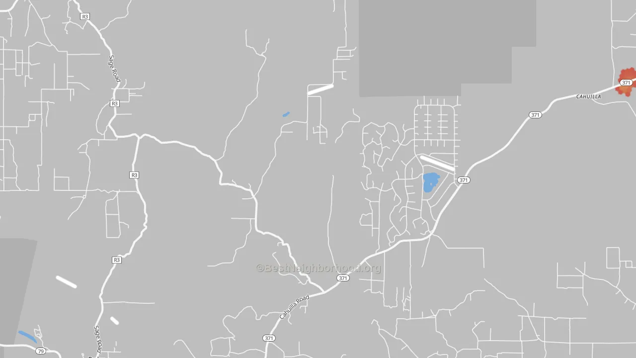 Walk Grade map of Holcomb Village, CA, walkable areas in green and car-dependent areas in red