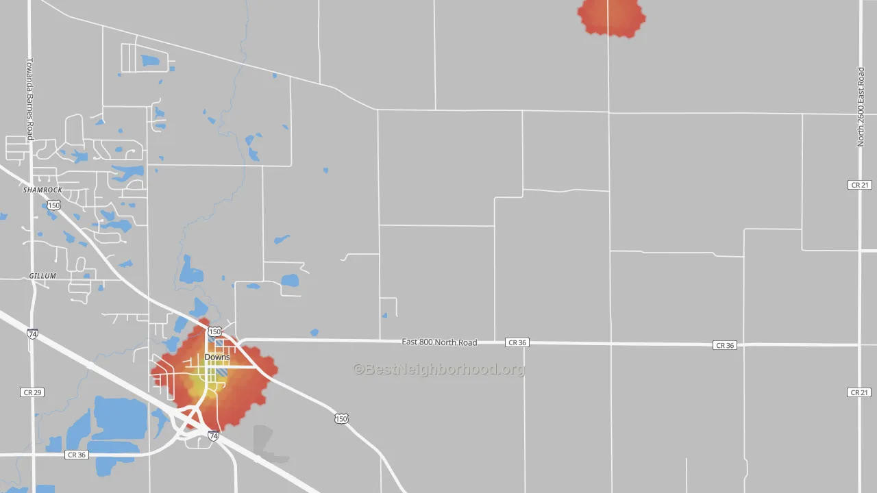 Walk Grade map of Holder, IL, walkable areas in green and car-dependent areas in red