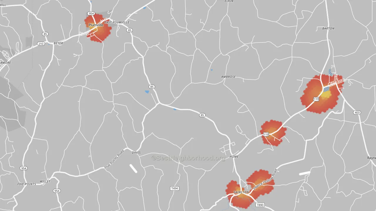 Walk Grade map of Home, PA, walkable areas in green and car-dependent areas in red