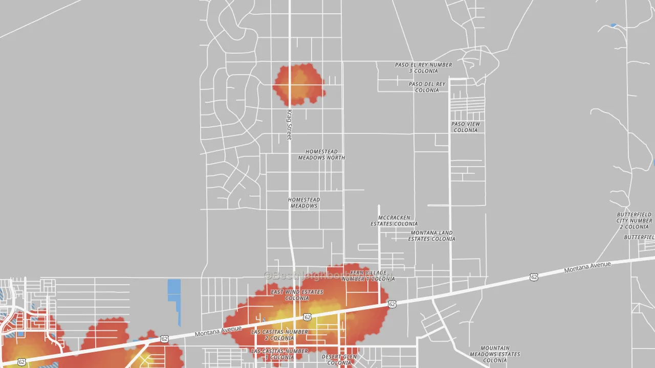 Walk Grade map of Homestead Meadows North, TX, walkable areas in green and car-dependent areas in red