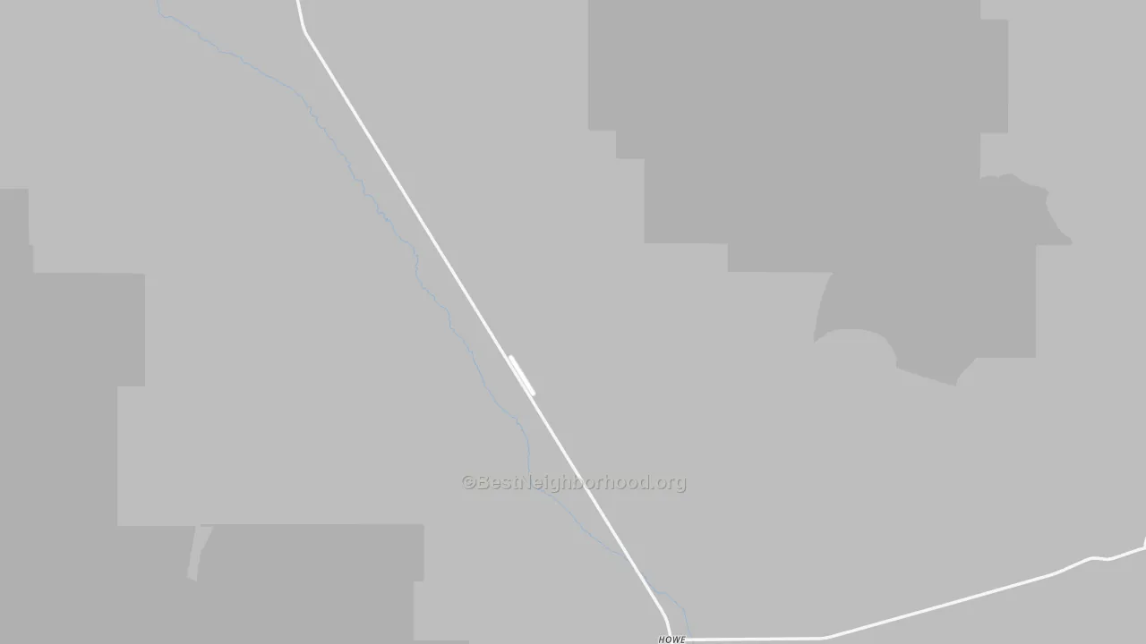 Walk Grade map of Howe, ID, walkable areas in green and car-dependent areas in red