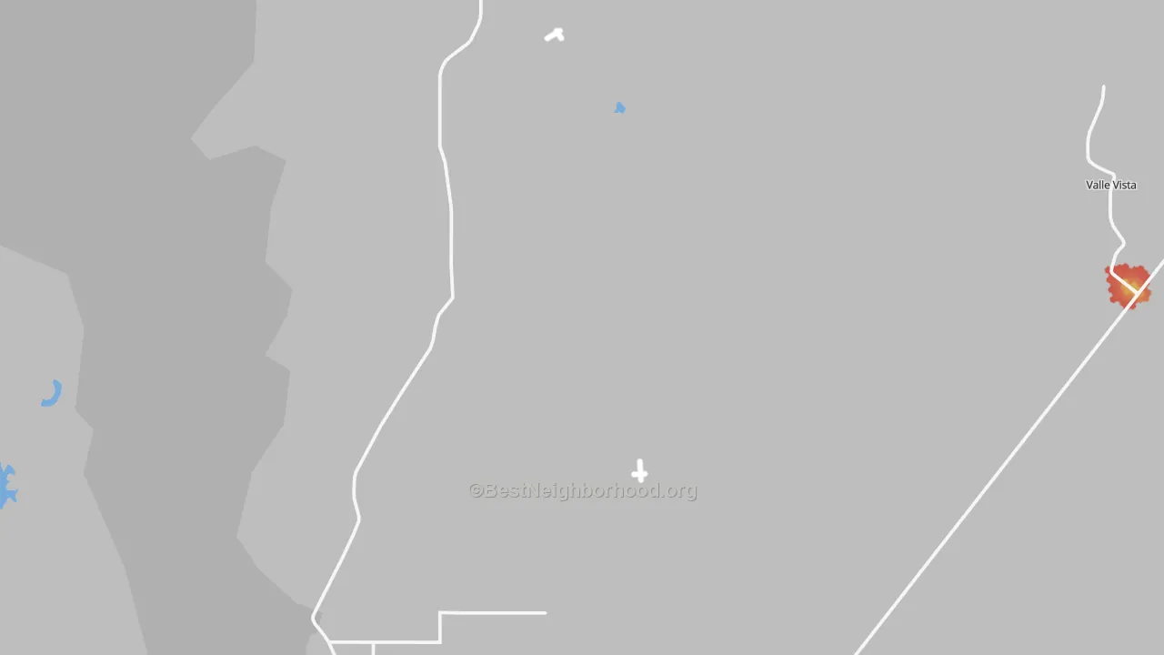 Walk Grade map of Hualapai, AZ, walkable areas in green and car-dependent areas in red