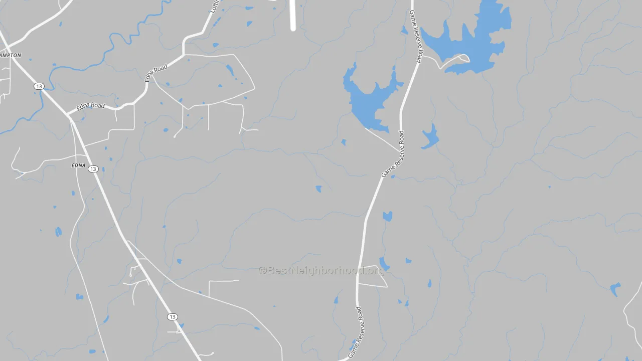 Walk Grade map of Hub, MS, walkable areas in green and car-dependent areas in red