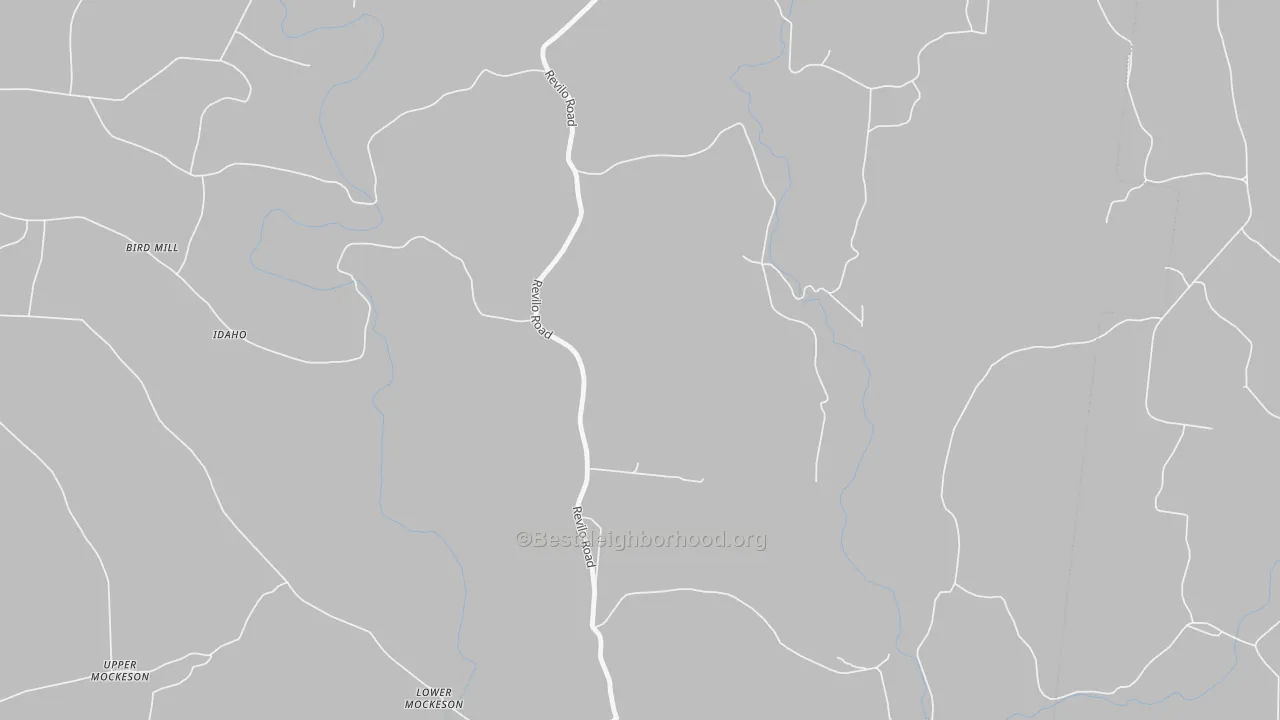 Walk Grade map of Idaho, TN, walkable areas in green and car-dependent areas in red