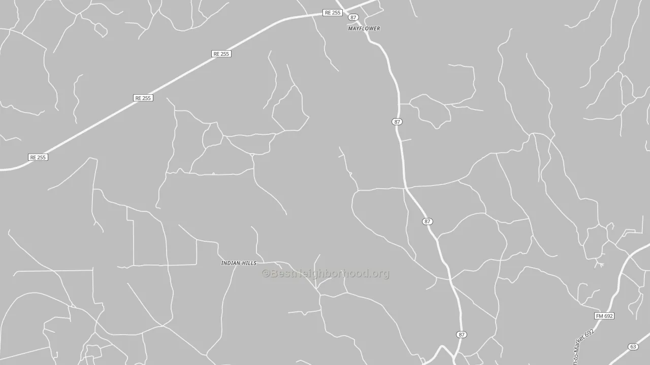 Walk Grade map of Indian Hill, TX, walkable areas in green and car-dependent areas in red