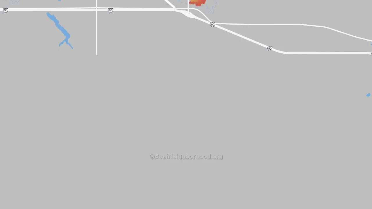 Walk Grade map of Iona, SD, walkable areas in green and car-dependent areas in red