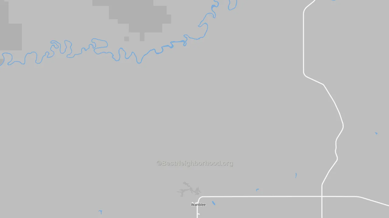 Walk Grade map of Jackson County, SD, walkable areas in green and car-dependent areas in red