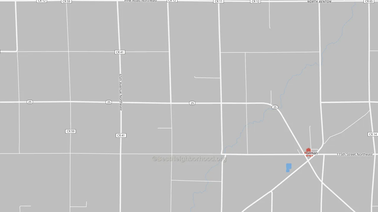 Walk Grade map of Jakeville, MN, walkable areas in green and car-dependent areas in red
