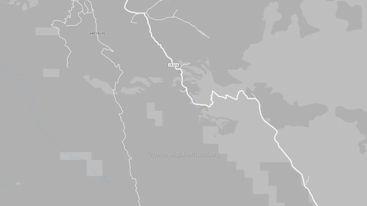 Walk Grade map of Jamesburg, CA, walkable areas in green and car-dependent areas in red