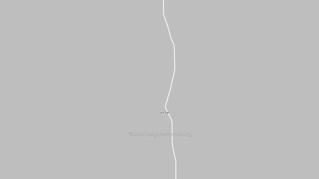 Walk Grade map of Jay Em, WY, walkable areas in green and car-dependent areas in red