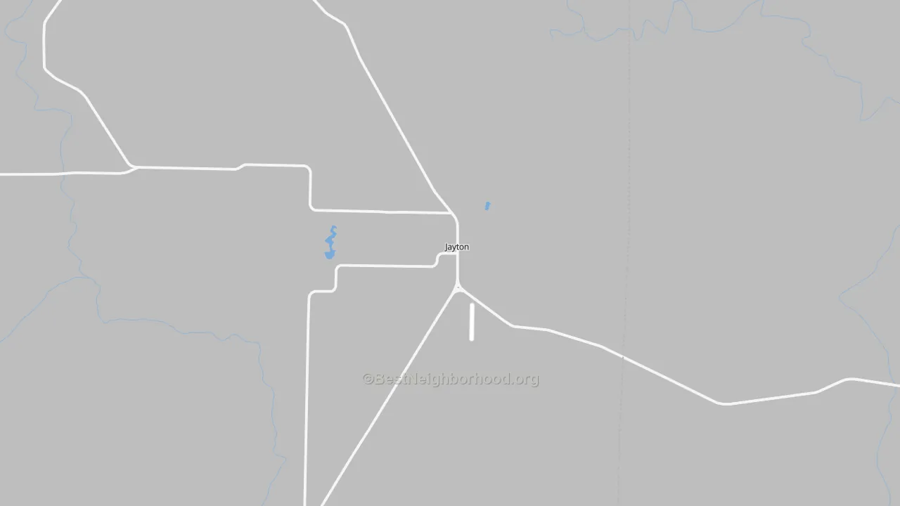 Walk Grade map of Jayton, TX, walkable areas in green and car-dependent areas in red