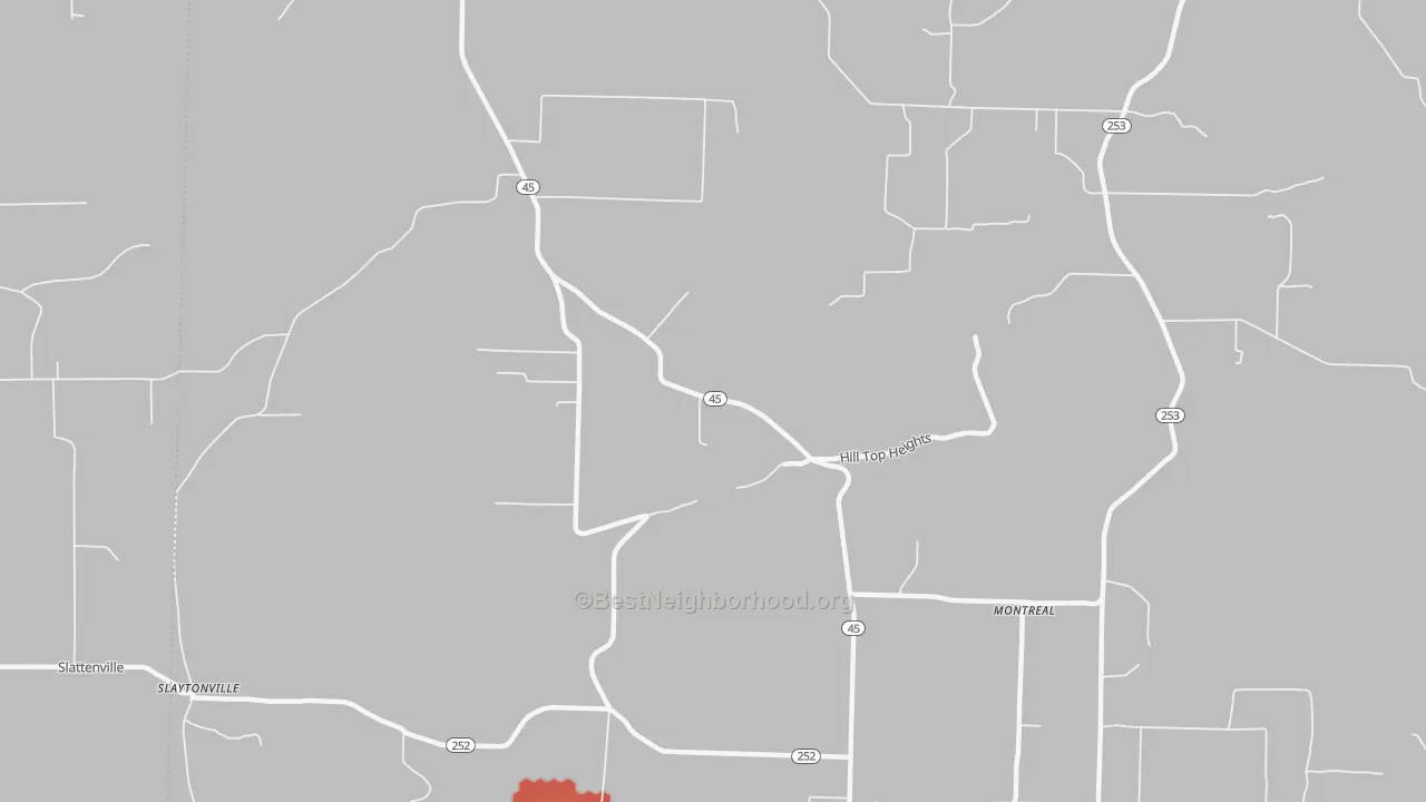 Walk Grade map of Jenson, AR, walkable areas in green and car-dependent areas in red