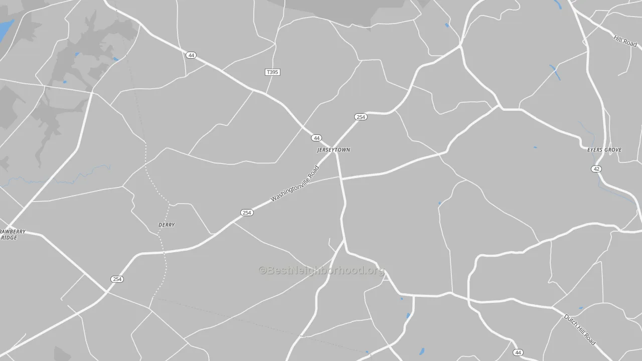 Walk Grade map of Jerseytown, PA, walkable areas in green and car-dependent areas in red