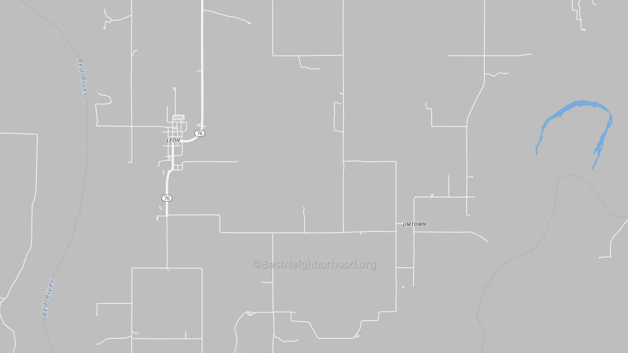 Walk Grade map of Jimtown, OK, walkable areas in green and car-dependent areas in red