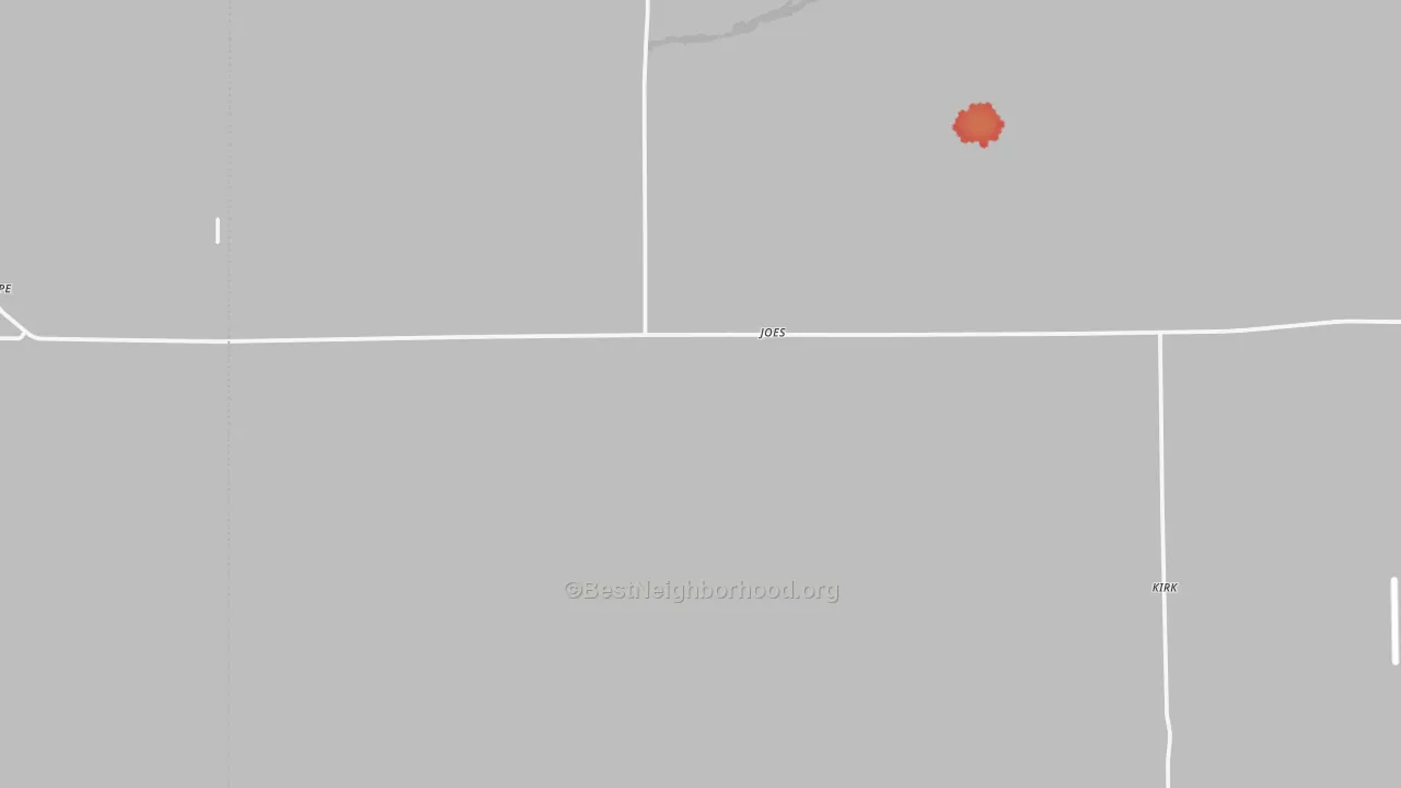 Walk Grade map of Joes, CO, walkable areas in green and car-dependent areas in red