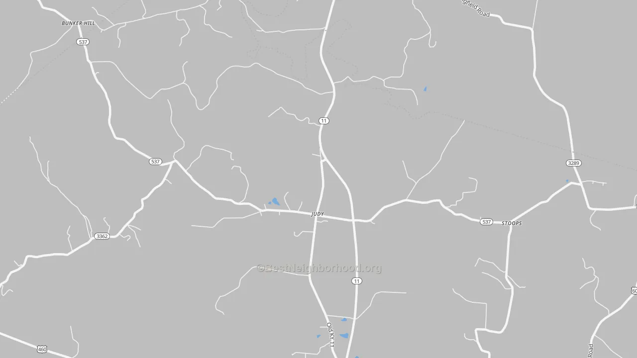 Walk Grade map of Judy, KY, walkable areas in green and car-dependent areas in red