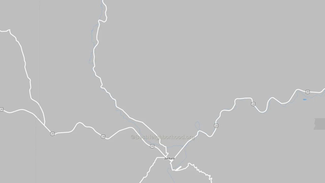 Walk Grade map of Juntura, OR, walkable areas in green and car-dependent areas in red
