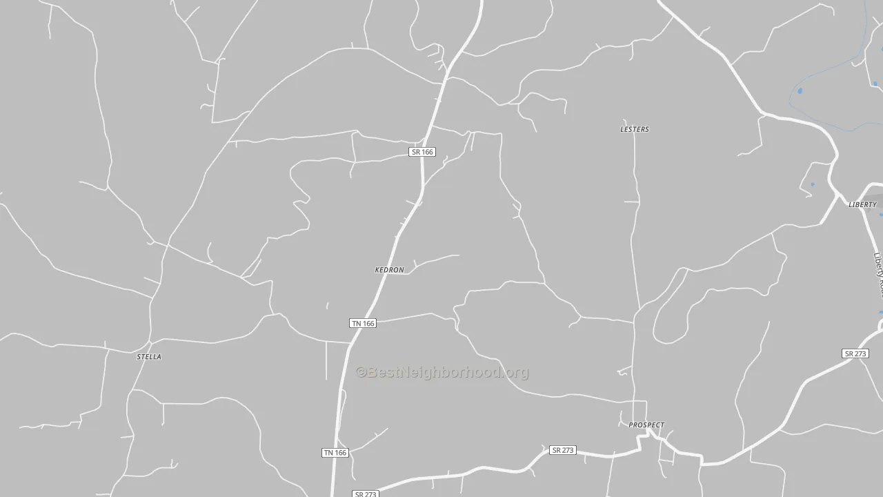 Walk Grade map of Kedron, TN, walkable areas in green and car-dependent areas in red