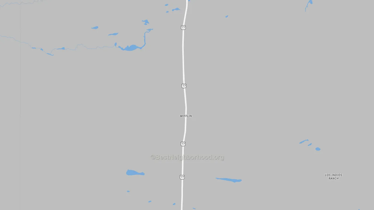 Walk Grade map of Kenedy County, TX, walkable areas in green and car-dependent areas in red