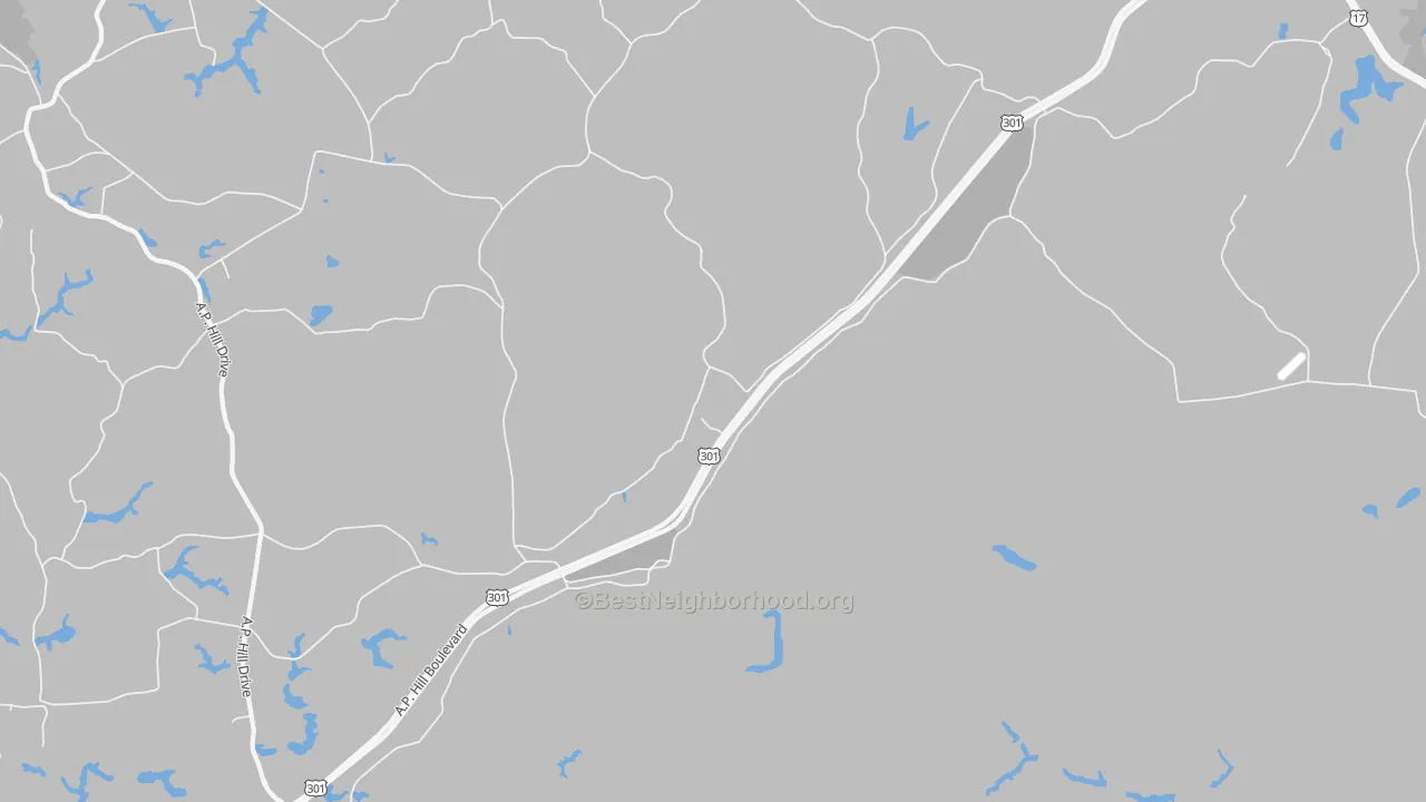 Walk Grade map of Kidds Fork, VA, walkable areas in green and car-dependent areas in red