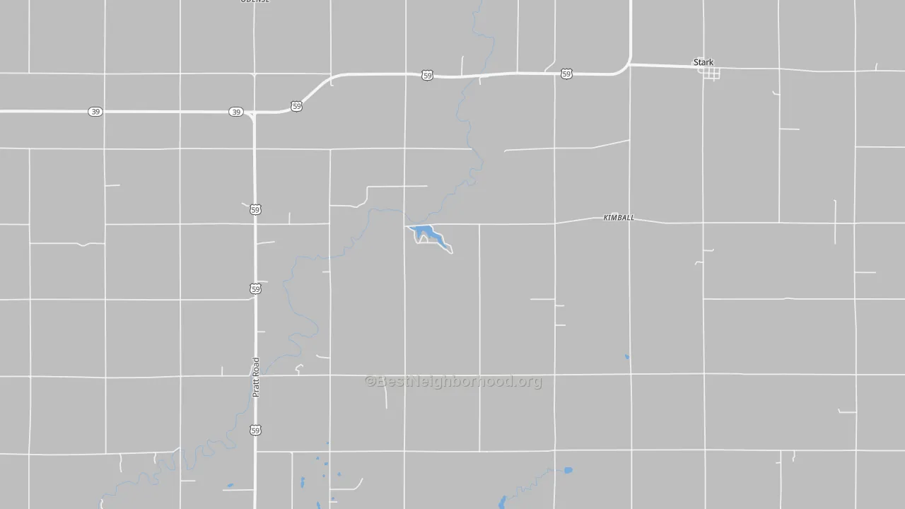 Walk Grade map of Kimball, KS, walkable areas in green and car-dependent areas in red
