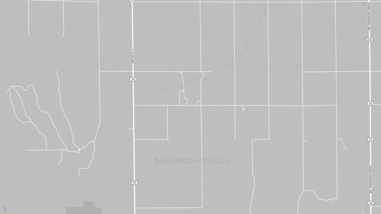 Walk Grade map of Kingsdown, KS, walkable areas in green and car-dependent areas in red