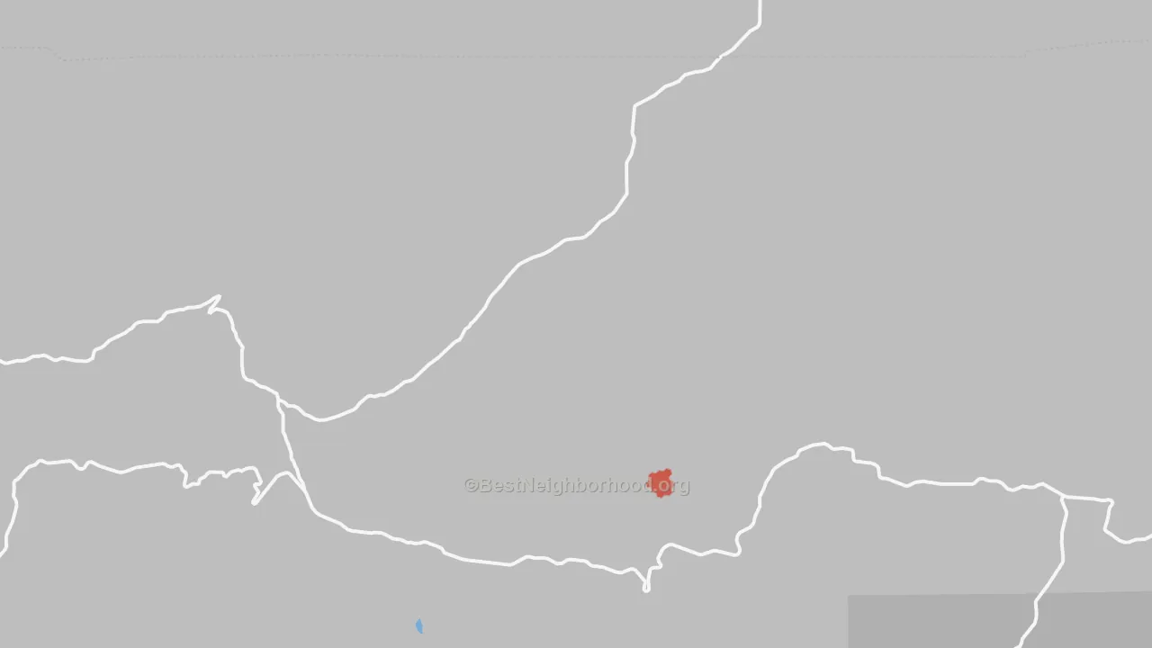 Walk Grade map of Kinzua, OR, walkable areas in green and car-dependent areas in red