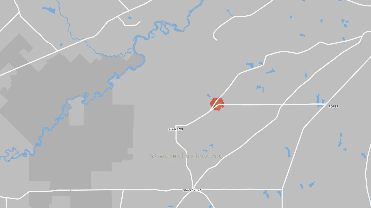 Walk Grade map of Kirkland, GA, walkable areas in green and car-dependent areas in red