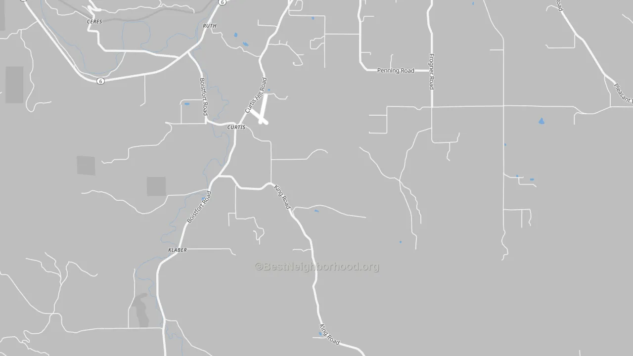 Walk Grade map of Klaber, WA, walkable areas in green and car-dependent areas in red