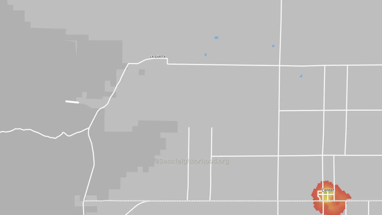 Walk Grade map of La Garita, CO, walkable areas in green and car-dependent areas in red