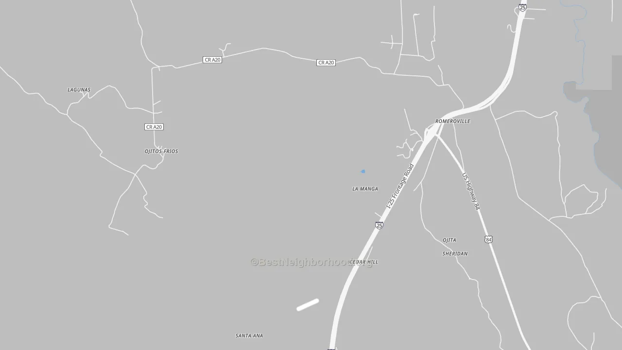 Walk Grade map of La Manga, NM, walkable areas in green and car-dependent areas in red