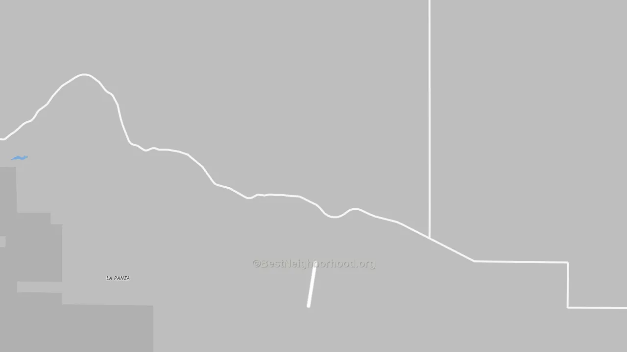 Walk Grade map of La Panza, CA, walkable areas in green and car-dependent areas in red