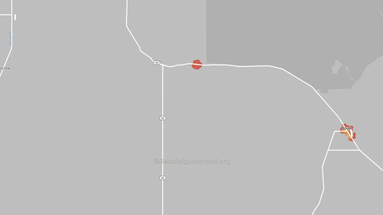Walk Grade map of La Paz County, AZ, walkable areas in green and car-dependent areas in red
