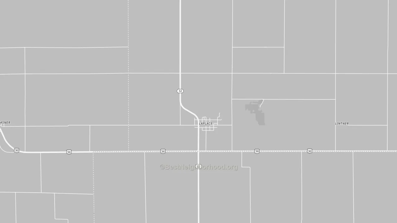 Walk Grade map of La Place, IL, walkable areas in green and car-dependent areas in red