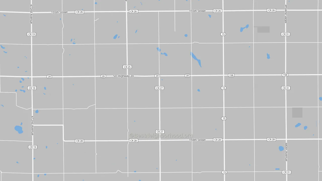 Walk Grade map of Labolt, SD, walkable areas in green and car-dependent areas in red