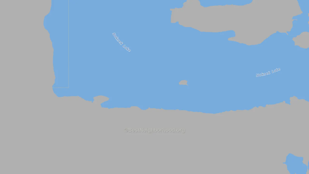 Walk Grade map of Lake and Peninsula Borough, AK, walkable areas in green and car-dependent areas in red