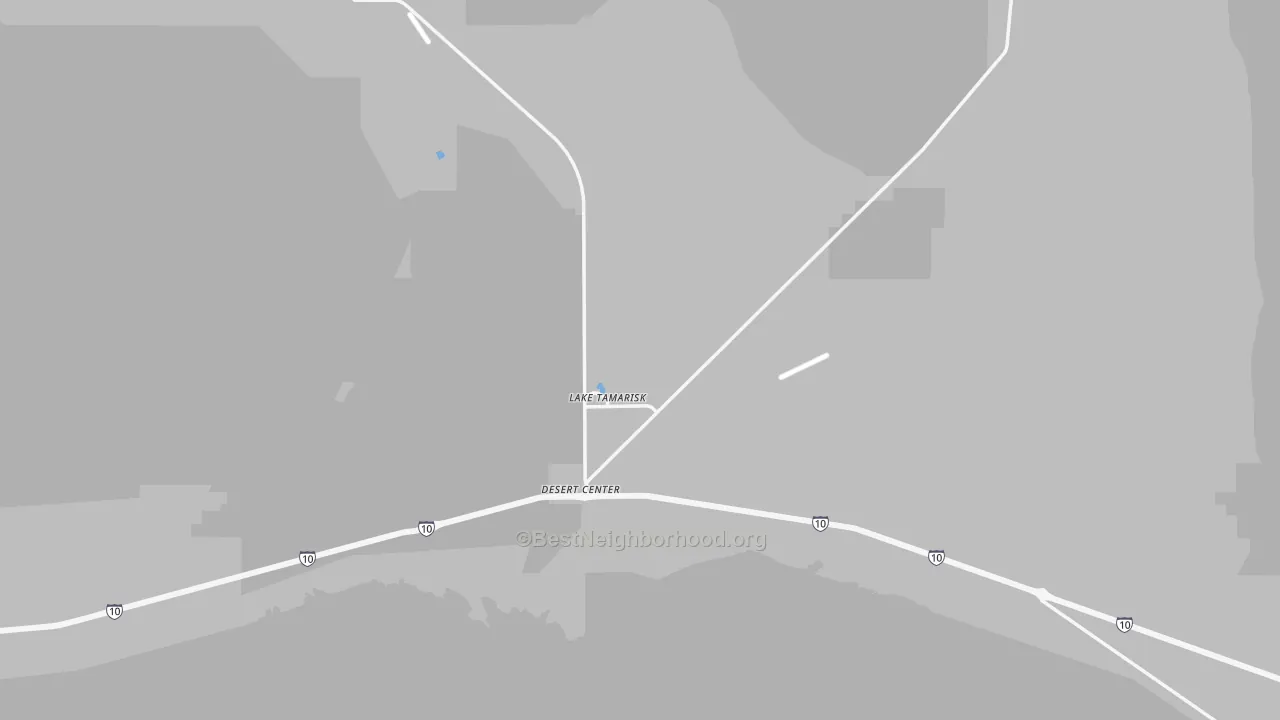 Walk Grade map of Lake Tamarisk, CA, walkable areas in green and car-dependent areas in red