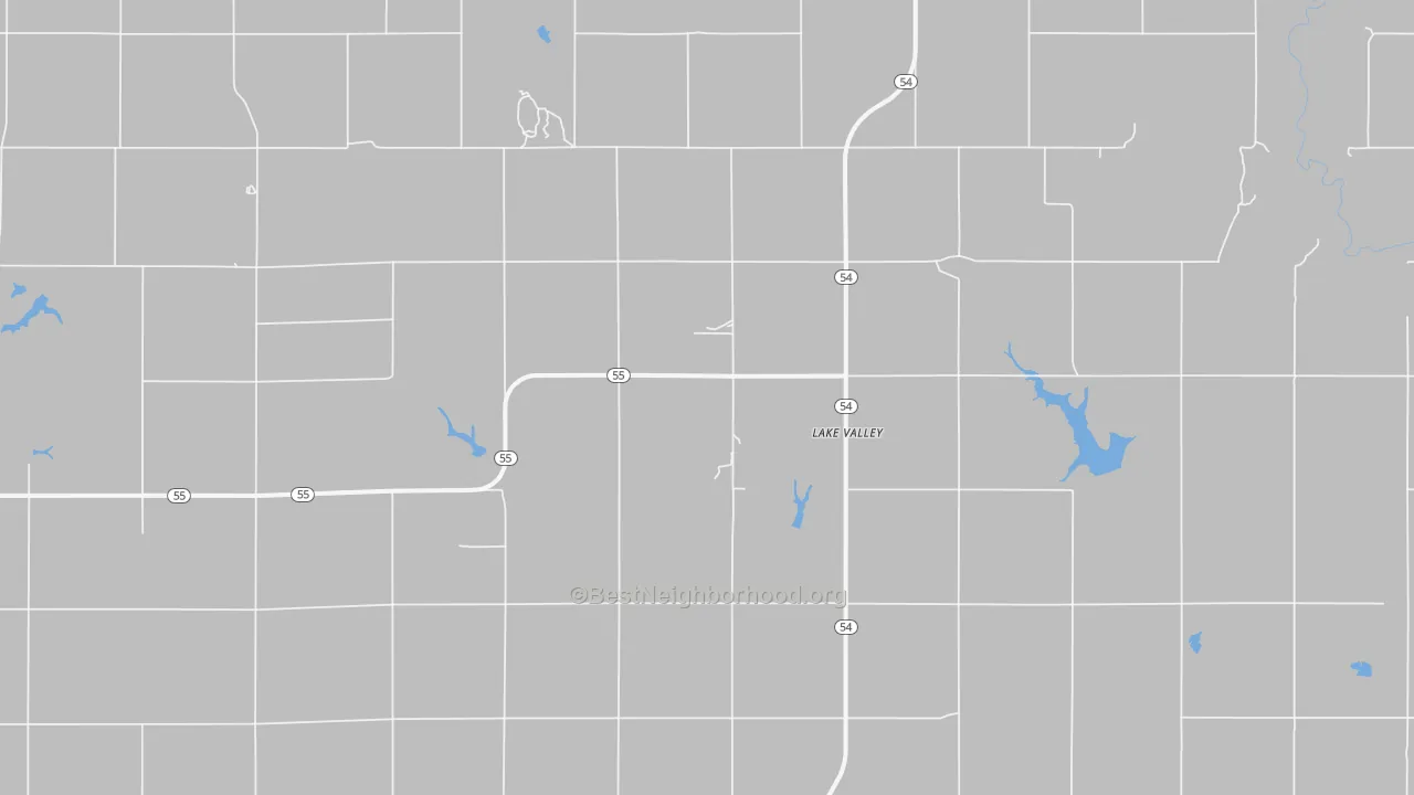 Walk Grade map of Lake Valley, OK, walkable areas in green and car-dependent areas in red