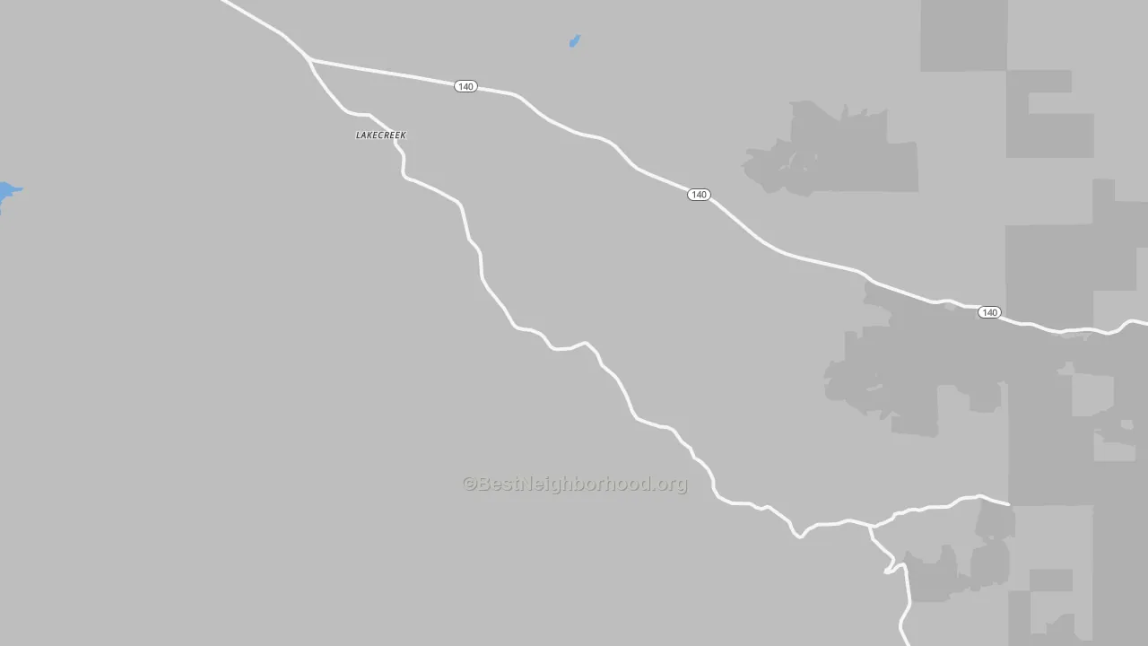 Walk Grade map of Lakecreek, OR, walkable areas in green and car-dependent areas in red