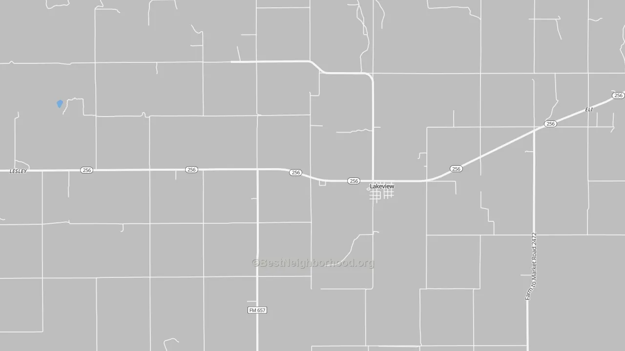 Walk Grade map of Lakeview, TX, walkable areas in green and car-dependent areas in red