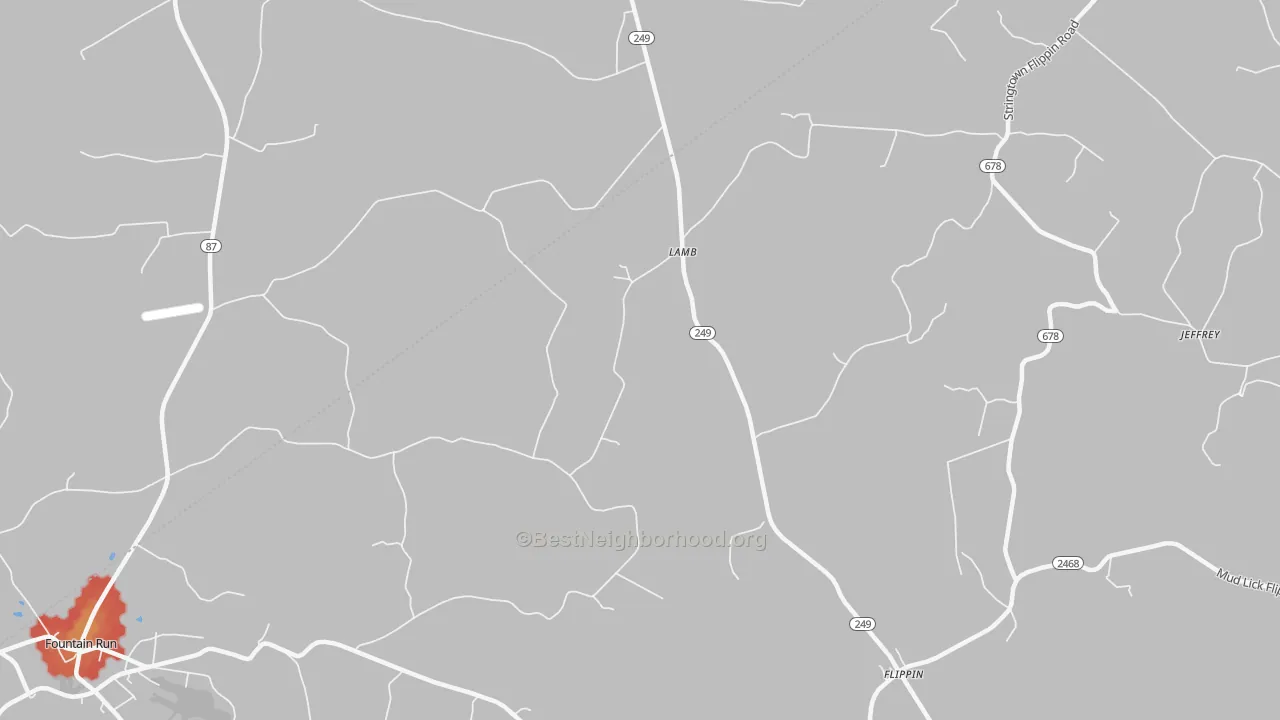 Walk Grade map of Lamb, KY, walkable areas in green and car-dependent areas in red